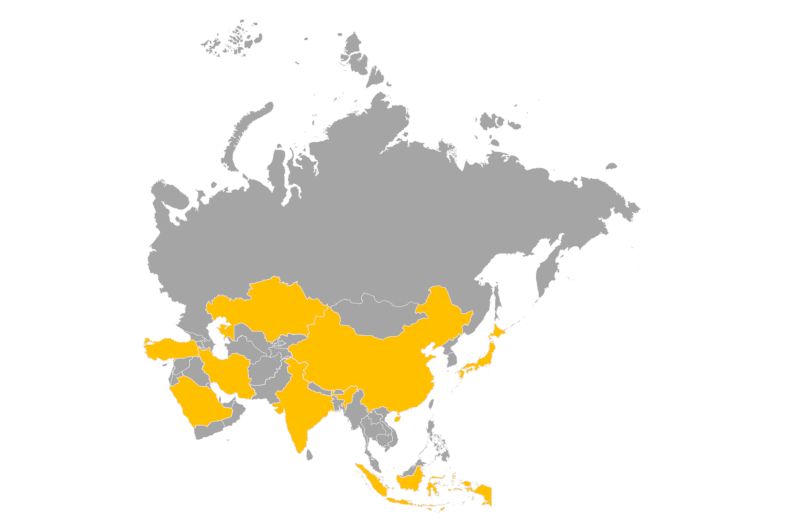 Download editable map of Asia