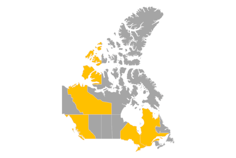 Editable map of Canada