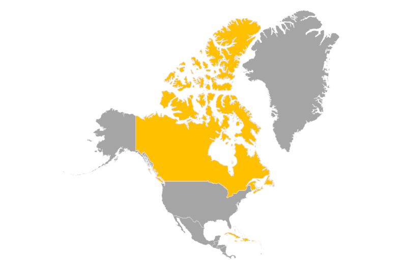 Editable map of North America