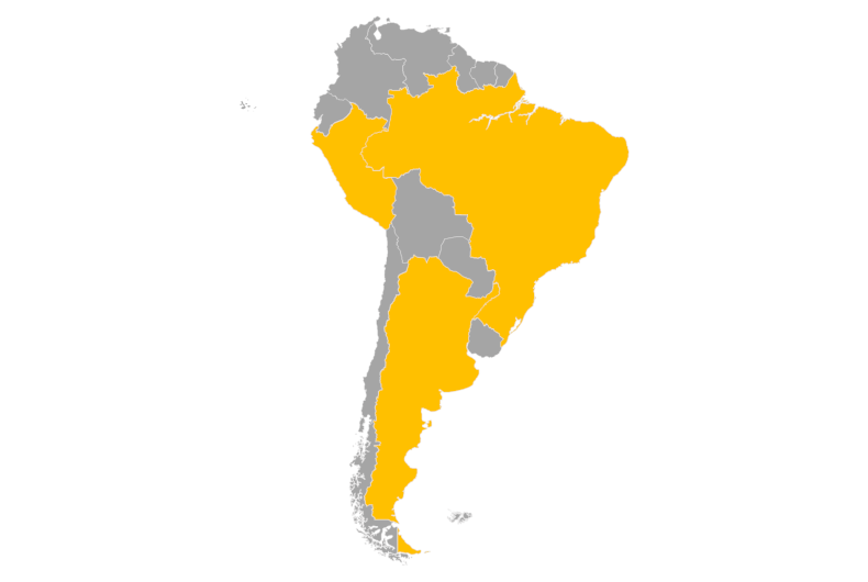 Editable map of South America