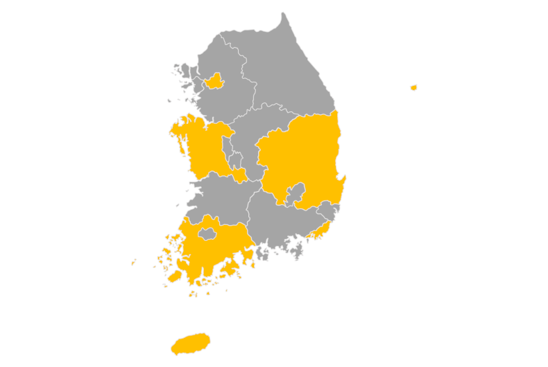 Editable map of South Korea