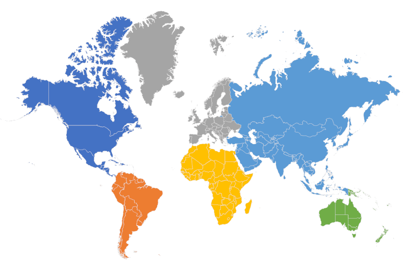 Editable map of the world with country borders